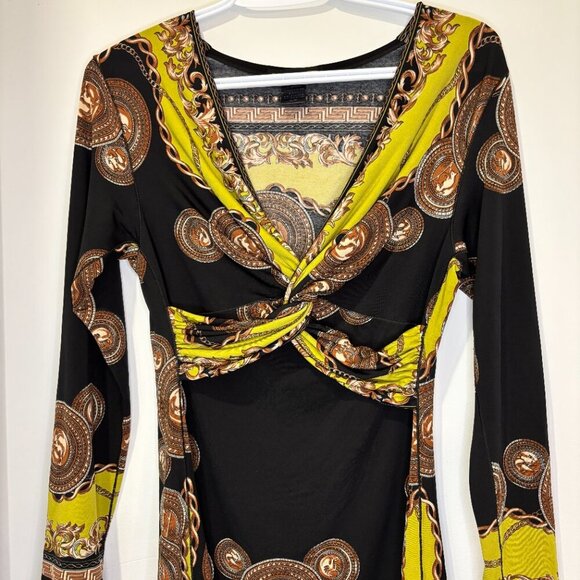 Evovorro Baroque Print Twist Front Mini Dress - Picture 2 of 8